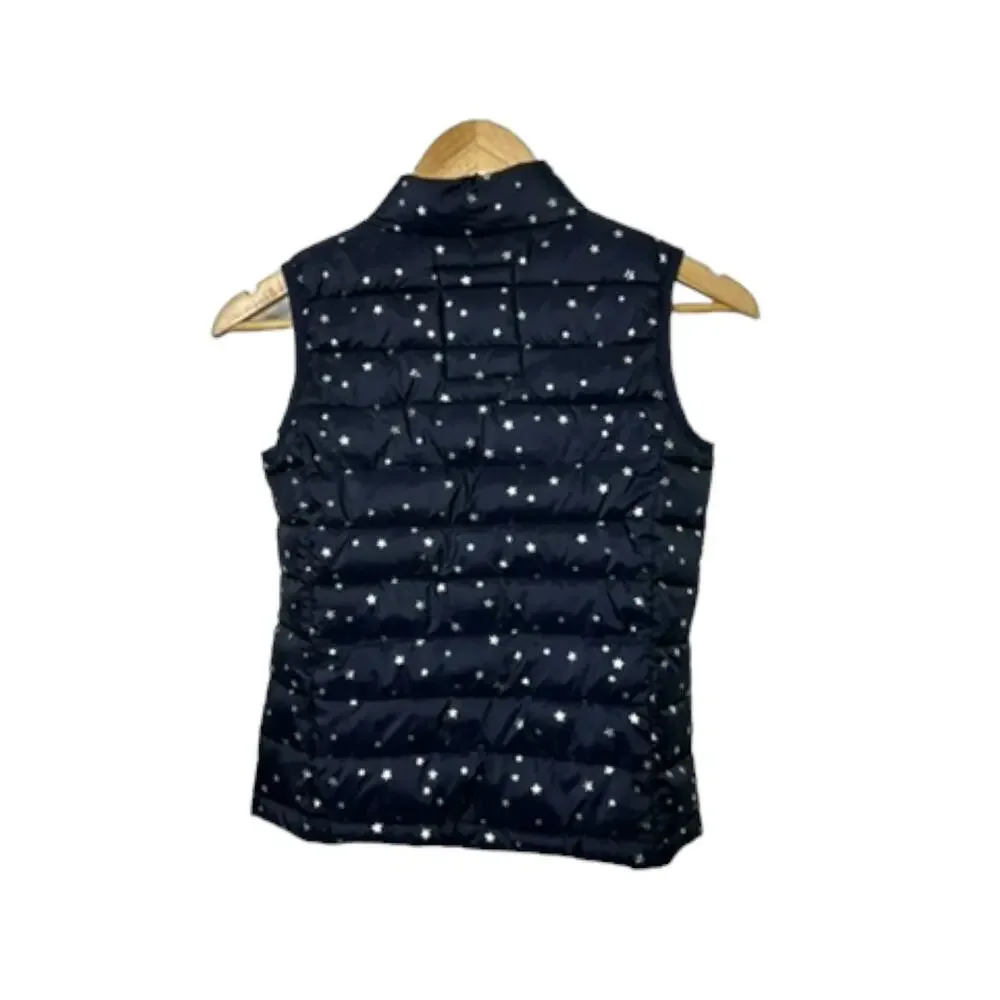 Gap Primaloft Lightweight Navy Blue Silver Star Print Puffer Vest Girl's Medium